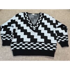 Esprit Sport S Knit Sweater Vintage V-Neck 80's Statement Funky